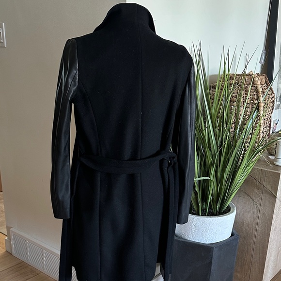 Zara Black Waterfall Coat Cardigan with faux leather sleeves - Medium - Picture 8 of 11